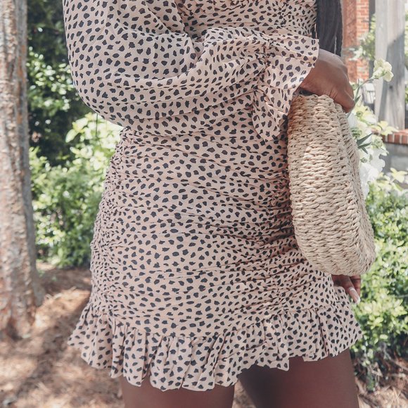 Spotted Print Ruffle Mini Dress - Picture 2 of 7